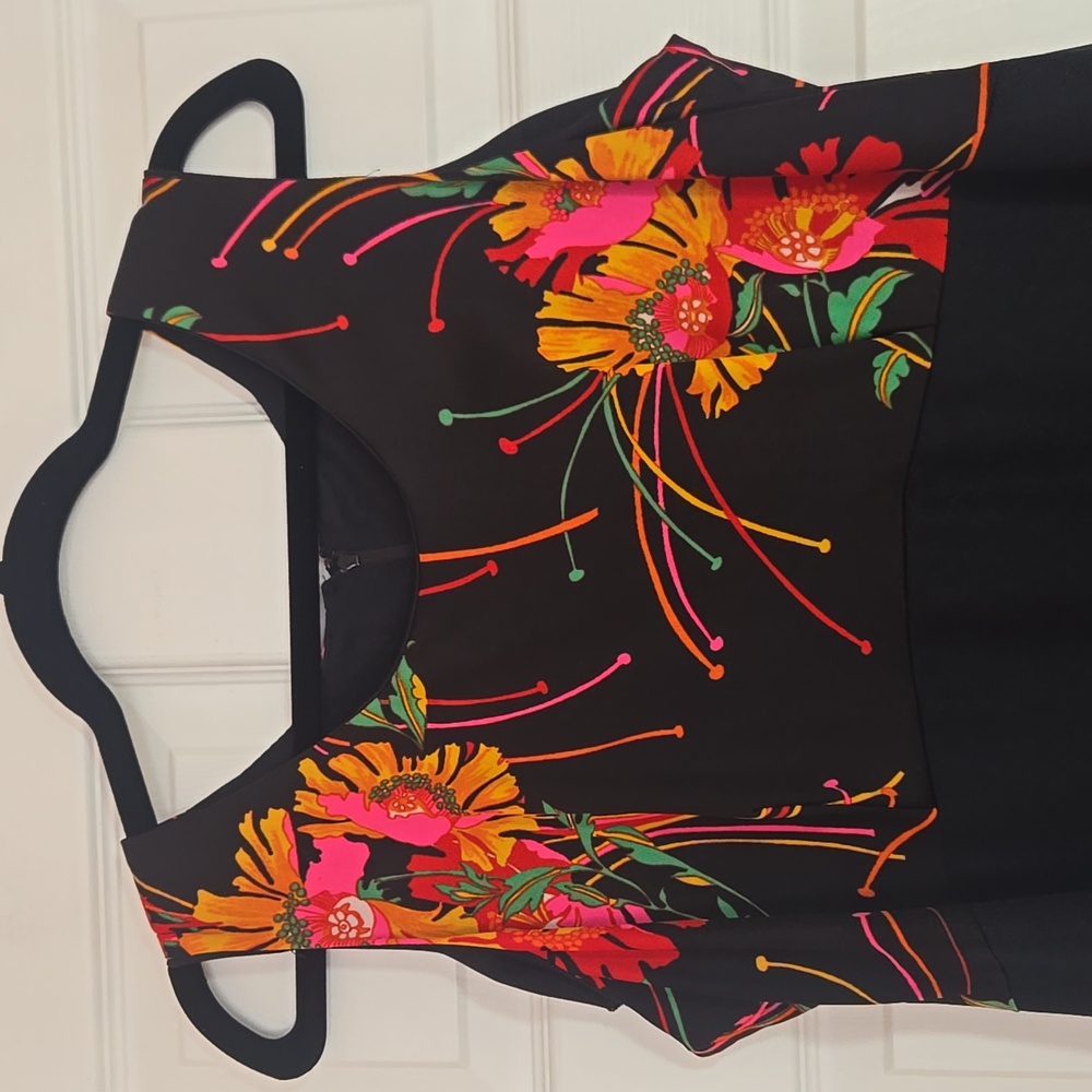 Vintage 70s Floral Maxi Black Hostess Cocktail Evening Party Dress | Size M - Picture 5 of 16